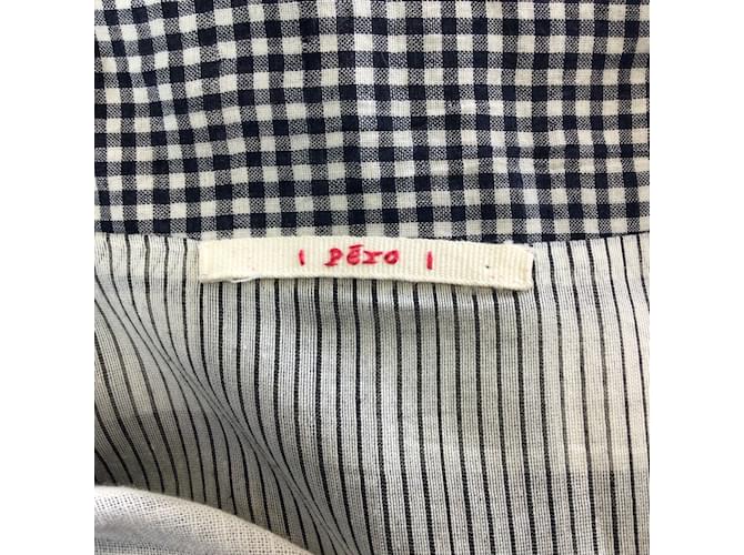 Autre Marque Bleu Pero / Blanc / Robe chemise boutonnée en coton à carreaux noire Multicolore  ref.1142368