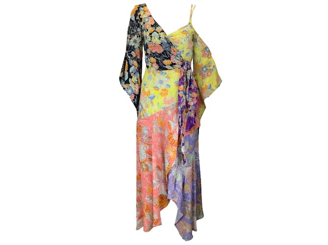 Autre Marque Peter Pilotto Multicolored Printed Crepe Long Half Wrap Dress Multiple colors Viscose  ref.1142369
