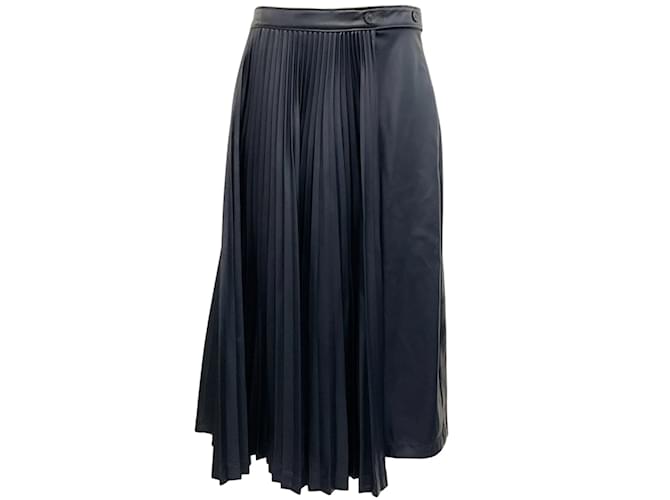 Autre Marque 3.1 Phillip Lim Ink Leather Alternative Asymmetrical Pleat Skirt Black Synthetic  ref.1142373