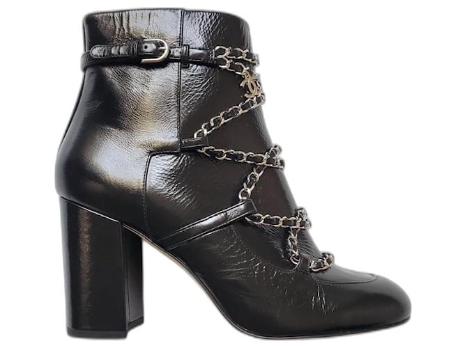Chanel Boots Black Leather  ref.1142378