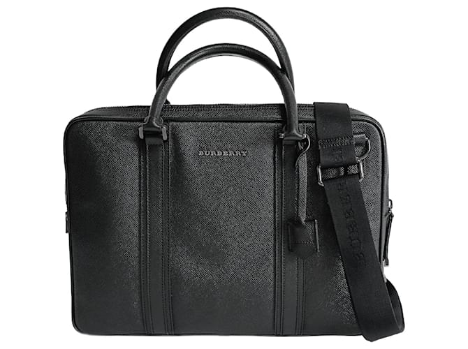 Burberry Business shoulder bag in black leather  ref.1142382