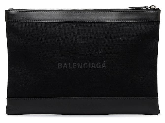 Balenciaga Navy Clip M Canvas Clutch Bag Canvas Clutch Bag 373834 in Good condition Black Cloth  ref.1142387