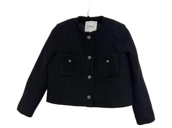 Ba&Sh Jackets Black Cotton Wool Tweed  ref.1142407