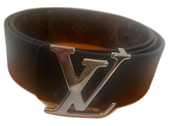 Louis Vuitton Cinturones Negro Marrón oscuro Cuero  ref.1142554