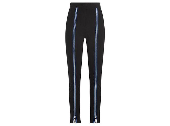 Pantaloni Emilio Pucci con zip anteriore neri e blu in seta Nero