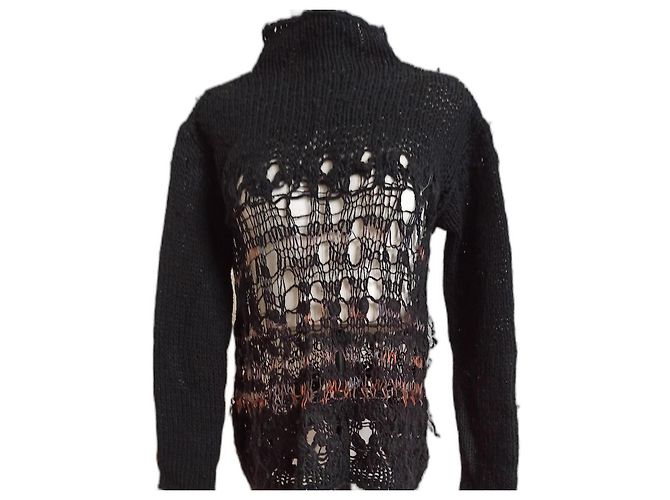 Dries Van Noten Wollpullover Schwarz 