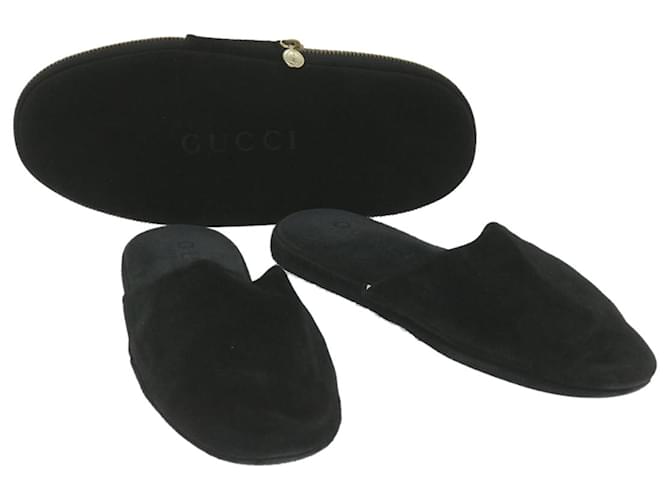 Camurça Slipon GUCCI 41 Autenticação Negra1358 Preto Suécia  ref.1142593