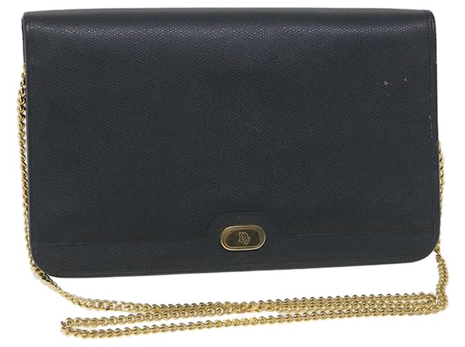Bolsa de ombro com corrente em lona Honeycomb Christian Dior Auth ar azul10670 Azul marinho  ref.1142651