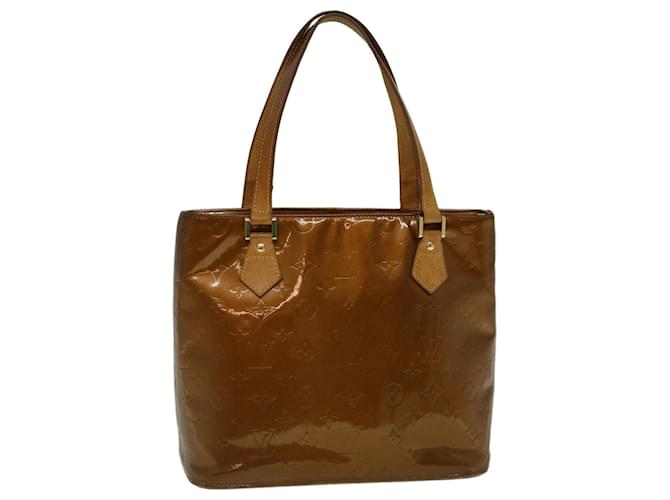 LOUIS VUITTON Monogram Vernis Houston Hand Bag Bronze M91122 LV Auth th4251 Patent leather  ref.1142652