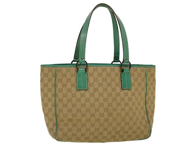 GUCCI GG Canvas Tote Bag Beige Turquoise Blue 113017 auth 59245 Cloth  ref.1142720