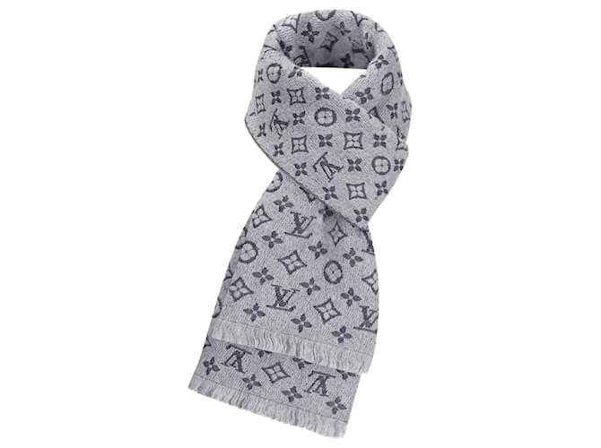 Louis Vuitton LV Wool écharpe monogramme classique Laine Gris  ref.1142737