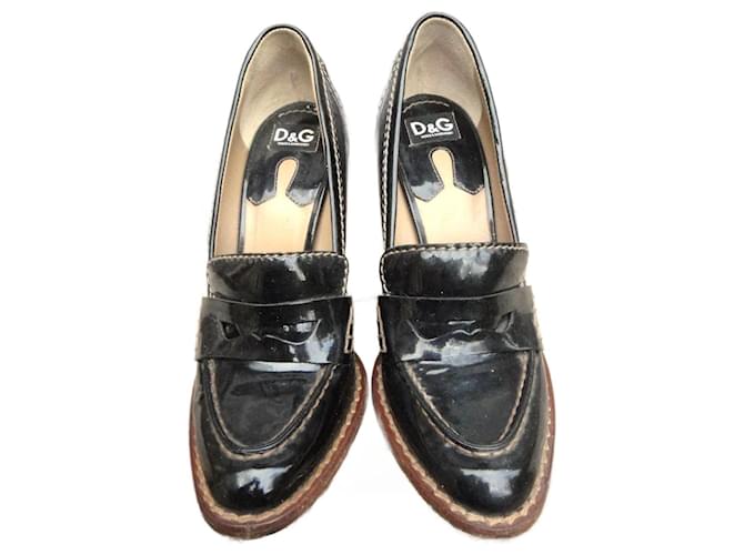 Dolce & Gabbana heeled loafers p 38 Black Patent leather  ref.1142783