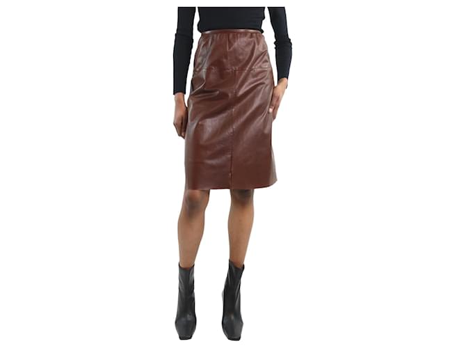 Prada Brown leather skirt - size IT 38  ref.1142971