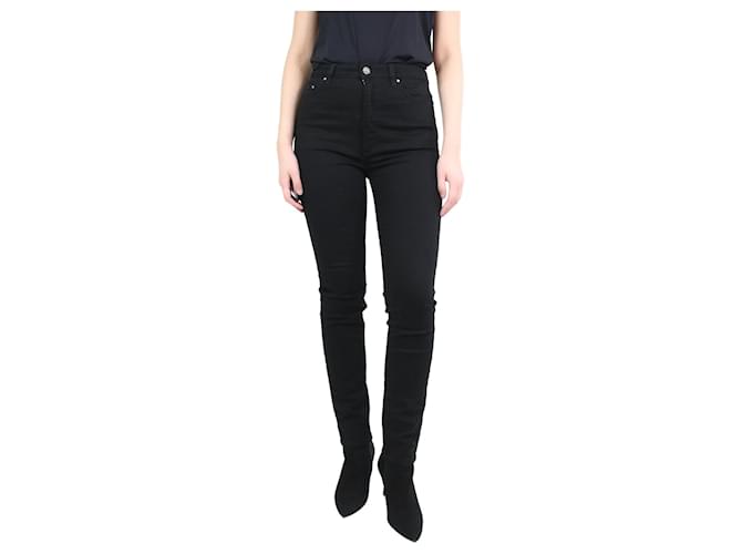 Totême Black high-rise slim trousers - size UK 10 Cotton  ref.1142984