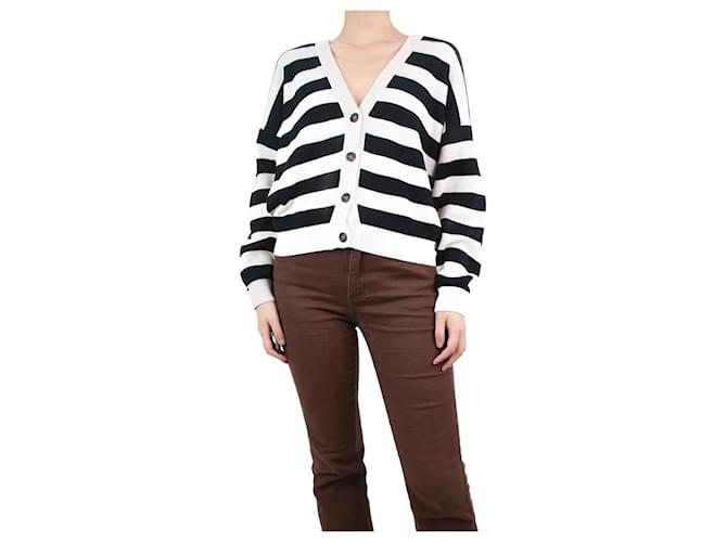 Brunello Cucinelli Black striped button-up cardigan - size UK 10 Cotton  ref.1142987