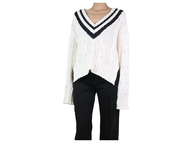 G. Kero g. Suéter tricotado com acabamento em contraste branco - tamanho S Algodão  ref.1142989