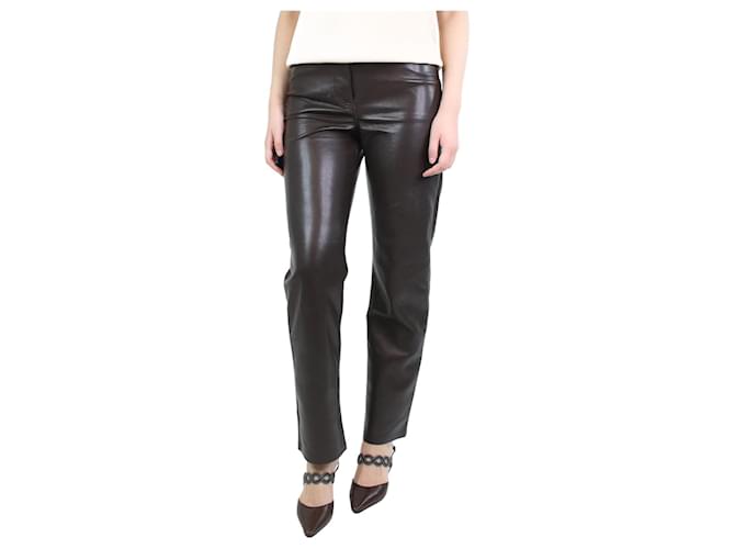 Autre Marque Dark brown faux leather trousers - size UK 10 Black Polyurethane  ref.1142992