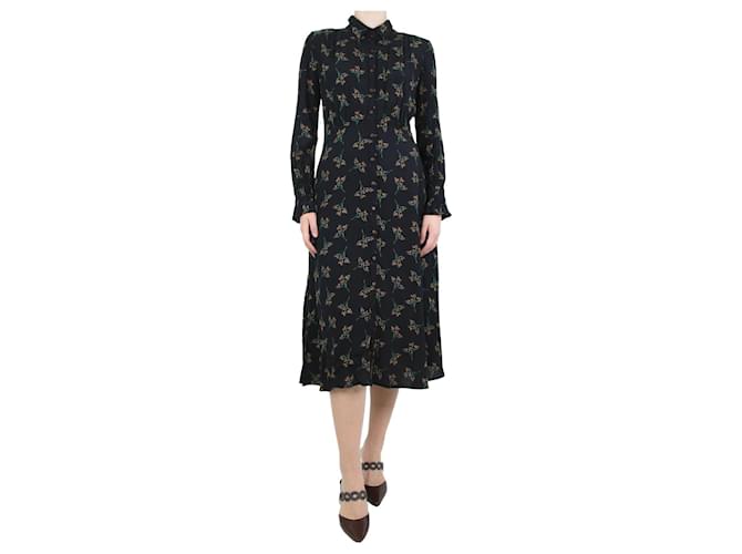 Ba&Sh Schwarzes Kleid mit Blumenmuster – Größe UK 12 Viskose  ref.1142997