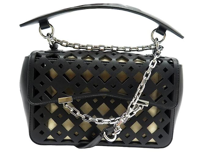 NEW KARL LAGERFELD SEVEN SOFT PERFORATED BLACK HAND BAG PURSE Leatherette  ref.1143122