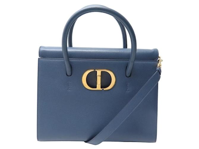 CHRISTIAN DIOR ST HONORE LARGE HANDBAG IN GRAINED LEATHER LEATHER HAND BAG Blue  ref.1143139
