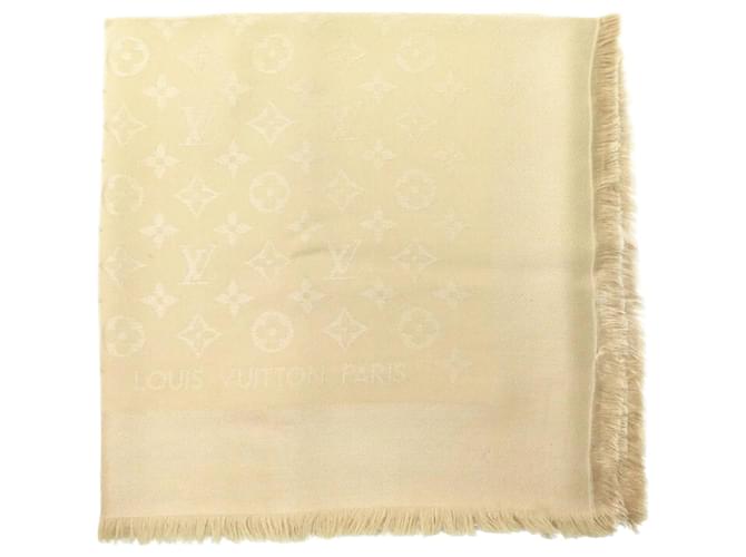 Louis Vuitton Monogram shawl 140CM IN SILK WOOL BEIGE WOOL SILK SHAWL  ref.1143147