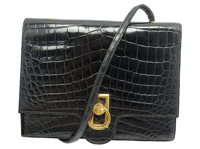 Hermes Kelly Sellier 28 Noir Black Shiny Porosus Crocodile Bag Handbag –  MAISON de LUXE