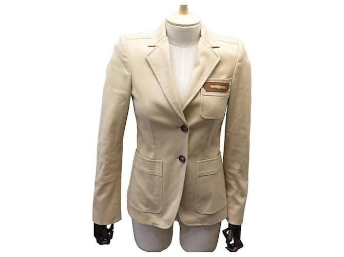 Tweed collarless jacket in ivory | GUCCI® US