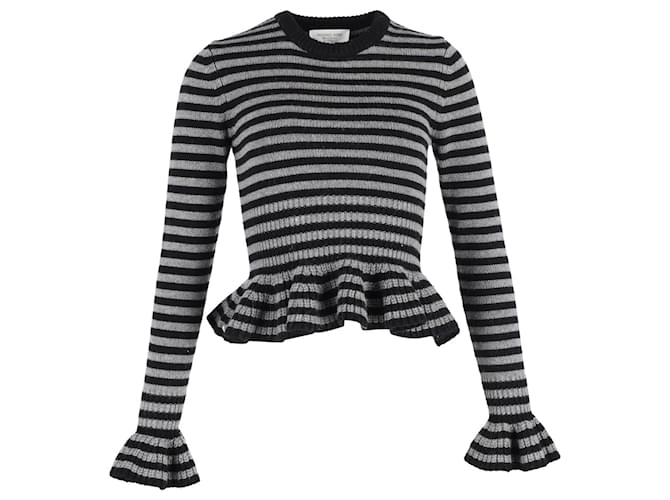 Michael Kors Striped Peplum Sweater in Multicolor Cashmere Multiple colors Wool  ref.1143254