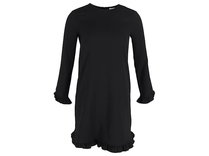 Ganni Ruffled Hem Dress in Black Polyester  ref.1143256