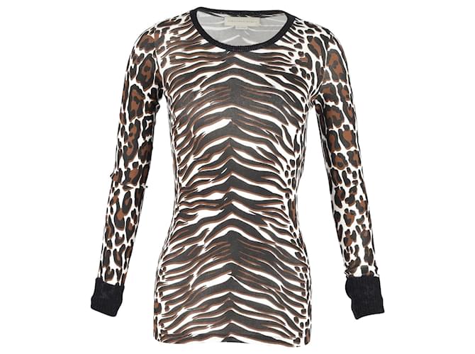 Stella Mc Cartney Stella McCartney Long Sleeve Bodycon Top in Animal Print Cotton  ref.1143260