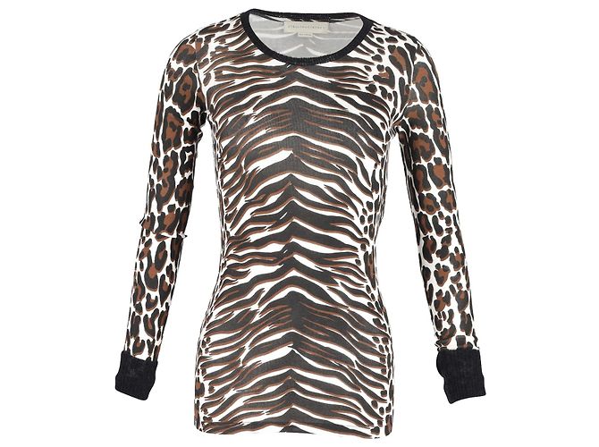 Stella Mc Cartney Stella McCartney Top ajustado de manga larga en algodón con estampado animal Impresión de pitón