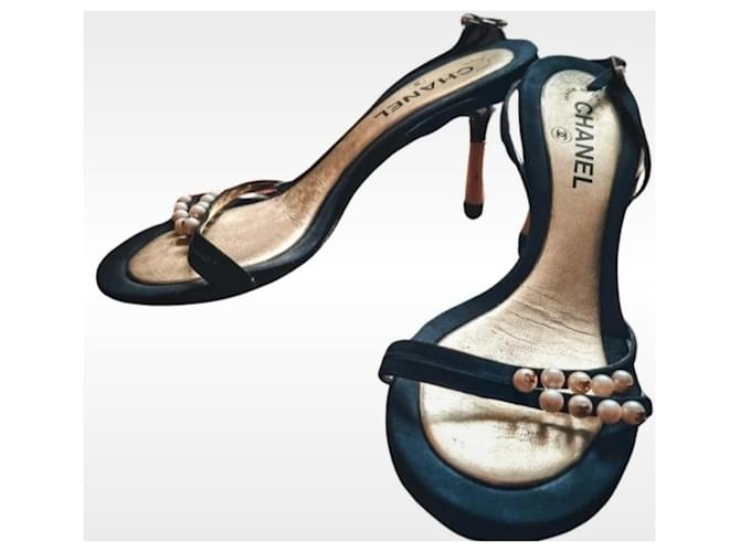 Chanel Heels Black Cloth  ref.1143363
