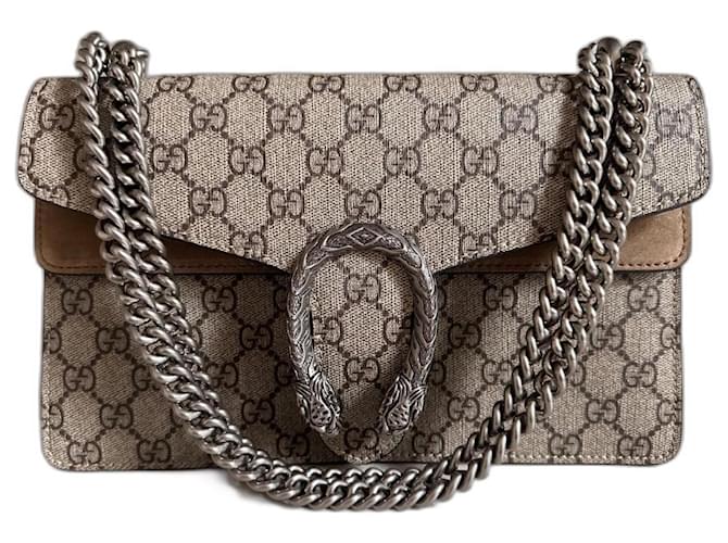 Gucci Dionysus GG shoulder bag, small size Brown Ebony Cloth Deerskin  ref.1143378