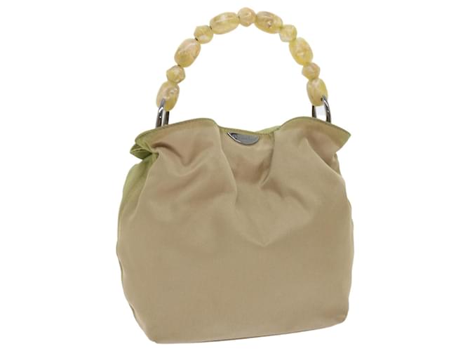 Christian Dior Maris Pearl Hand Bag Nylon Khaki Auth bs9763  ref.1143420