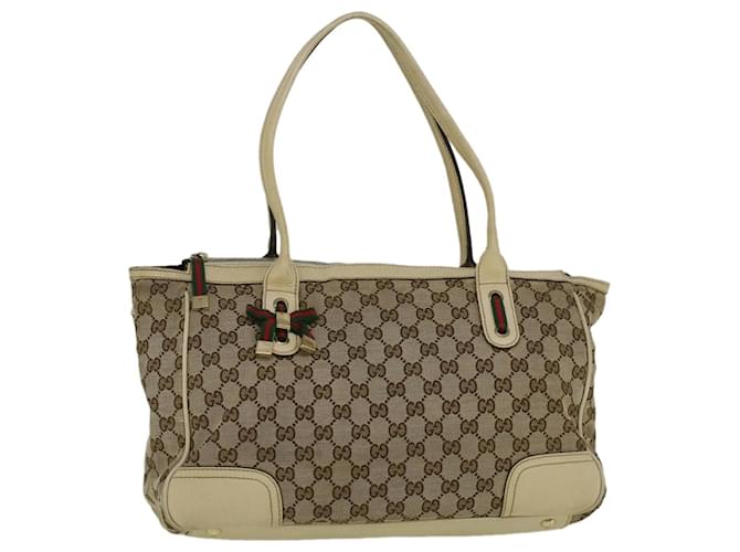 GUCCI GG Canvas Web Sherry Line Shoulder Bag Beige Red Green Auth th4248 Cloth  ref.1143422