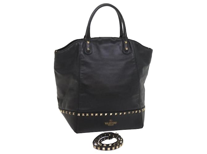 VALENTINO Hand Bag Leather 2way Black Auth bs9820  ref.1143424