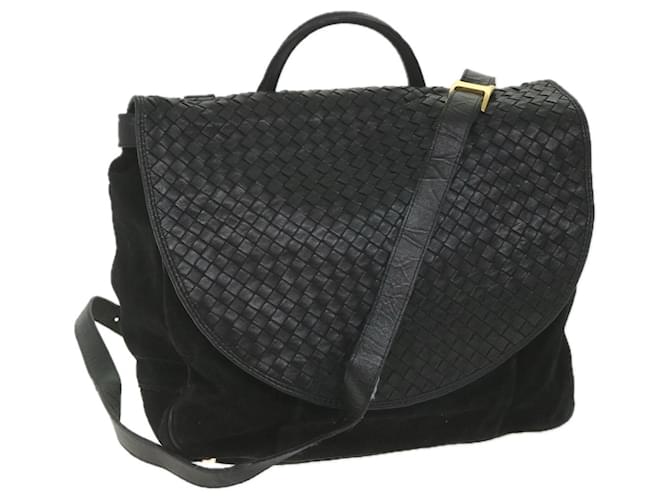 Autre Marque BOTTEGAVENETA Shoulder Bag Suede Leather Black Auth ep2233  ref.1143503