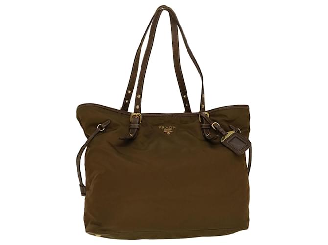 Tote PRADA Sac Cabas Nylon Marron Authentique 59234  ref.1143507