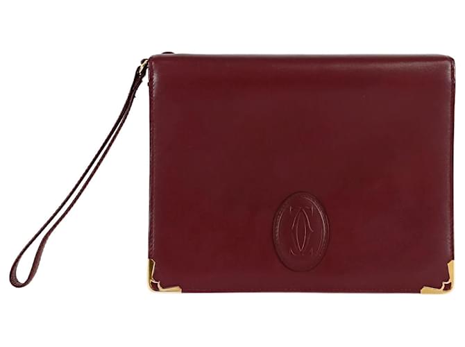 Cartier Cartier clutch bag with burgundy leather handle  ref.1144357