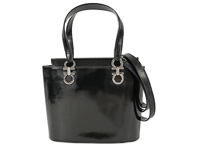 Salvatore Ferragamo Salvatore Ferragamo bucket bag with Gancini model shoulder strap Black Leather  ref.1144365