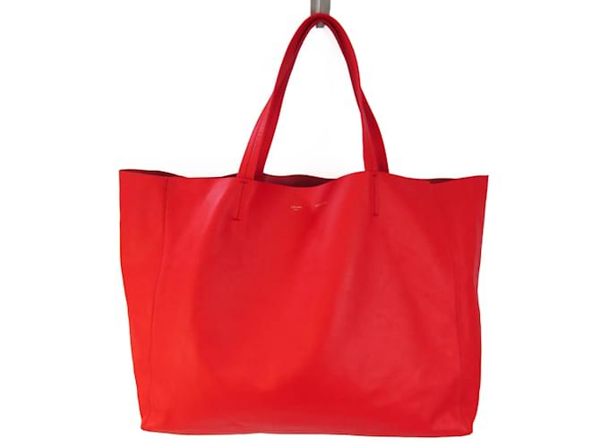 Céline Cabas Horizontal Red Leather Joli Closet