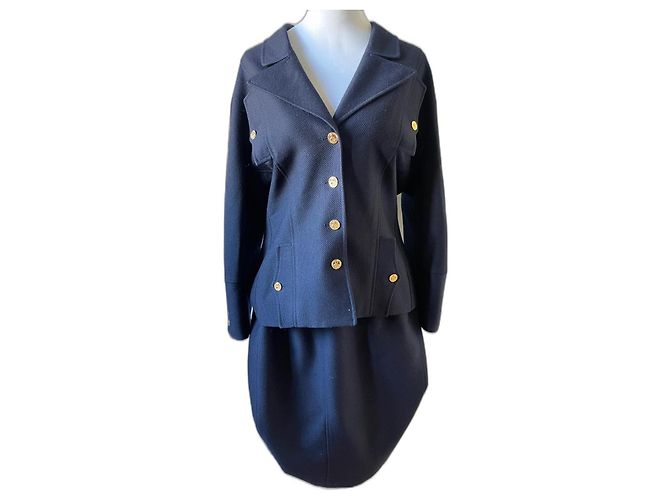 Completo gonna Chanel blu navy taglia 46