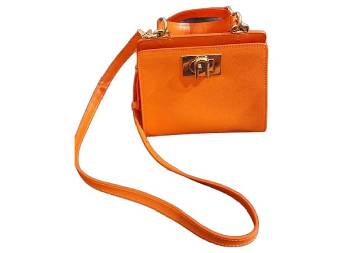 Top Handles Clivia Furla 1927 Orange Leather  ref.1145457