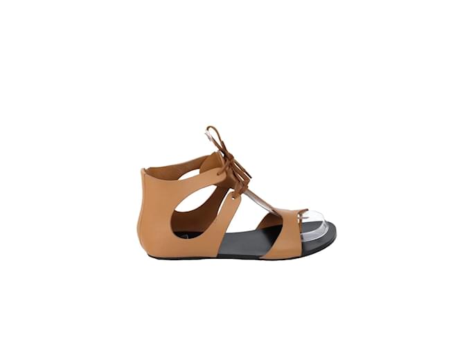 Hermès Zapatos sandalias de cuero. Castaño  ref.1145610