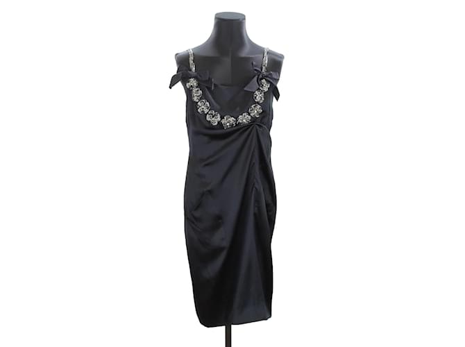 Chanel Vestido de seda Negro  ref.1145629