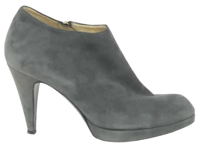 Saint Laurent Leather boots Grey  ref.1145782