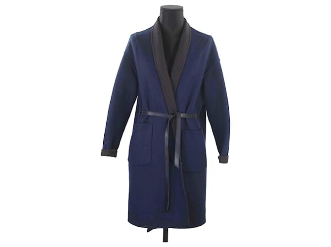 Loro Piana Long cashmere coat Navy blue  ref.1145794