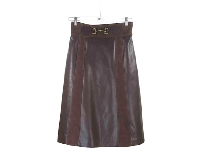 Gucci Leather skirt Dark red  ref.1145796