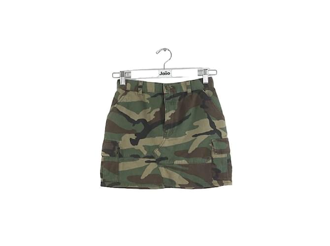 Saint Laurent Cotton mini skirt Khaki  ref.1145922