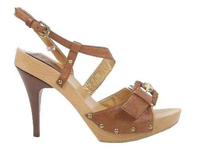 Just Cavalli Sapatos de sandália de couro Marrom  ref.1146018